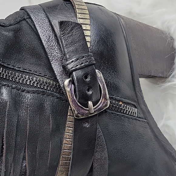 MJUS Black Leather Buckle Block Heel Boot Size 41/10 - Picture 7 of 10